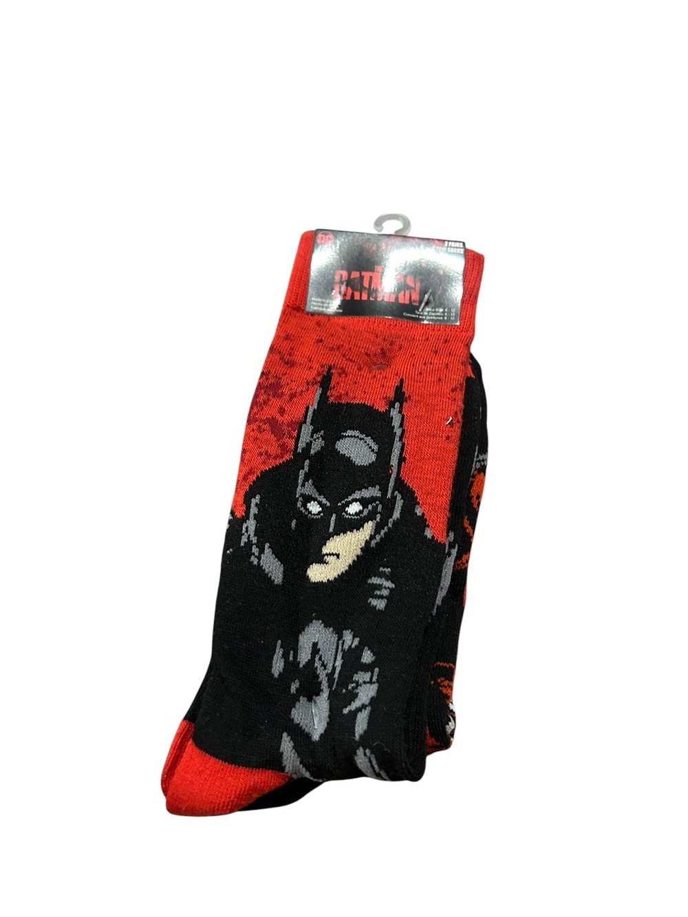Batman Red and Black Crew Socks with Graphic Bat-Logo